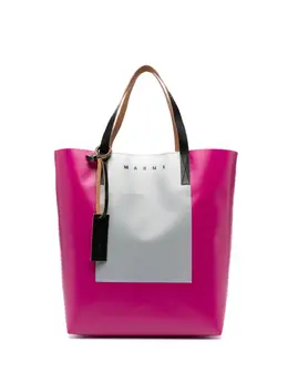 Marni engraved-logo panelled tote 20532261