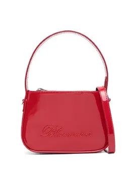 Blumarine rhinestone-logo patent-finish tote bag 20788812