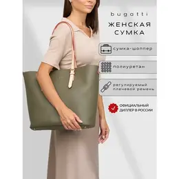 Сумка шоппер Bugatti, фактура зернистая, гладкая, зеленый, 101842821157