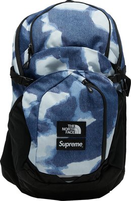 Рюкзак Supreme x The North Face Bleached Denim Print Pocono Backpack Indigo, синий fw21b6 indigo | blue