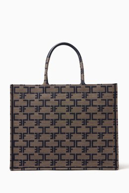 Elisabetta Franchi Large Monogram Tote Bag in Jacquard 216199952_15