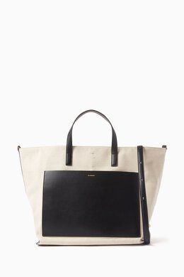 Jil Sander Wander Square Medium Tote in Cotton-linen Canvas 216471697_179