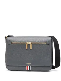 Thom Browne logo-lettering leather messenger bag 19724205