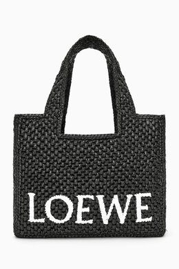 Loewe Small Font Tote Bag in Raffia 216499845_13