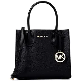Сумка кросс-боди Michael Kors Женская сумка из натуральной кожи классическая черная с золотой фурнитурой Michael Kors Mercer Medium Pebbled Leather Crossbody Bag Black Gold 35S1GM9M2L, фактура зернистая, черный 101982046878