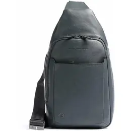 Рюкзак слинг Piquadro Black Square, фактура зернистая, синий/серый 14178659