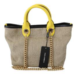 Dolce & Gabbana Beige Gold Chain Strap Shoulder Sling Purse Tote Bag vas8770