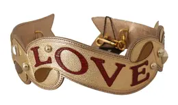 Dolce & Gabbana Gold Leather LOVE Patch Bag Shoulder Strap bel8723