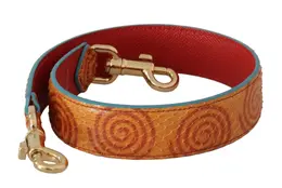 Dolce & Gabbana Orange Leather Swirl Print Bag Shoulder Strap bel8740