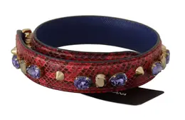 Dolce & Gabbana Red Exotic Leather Crystals Bag Shoulder Strap bel8721