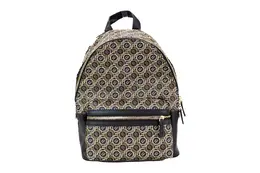 Marc Jacobs Signet Medium Black Logo Printed Leather Shoulder Backpack Bookbag 4855