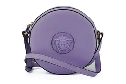 Versace Purple Calf Leather Round Disco Shoulder Bag 8052045849146