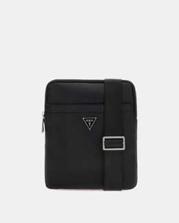 Плоская черная сумка через плечо на молнии Guess, черный 7621701037268 | negro