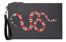 Мужской клатч Gucci со змеей, серый 473904-gzn1n-1058