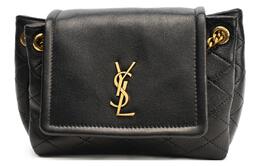 Сумка-мессенджер женская Saint Laurent Nolita стеганая с золотым логотипом, черный 672738-1el07-1000