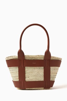 DeMellier Medium Santorini Bag in Raffia & Leather 216047399_15