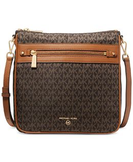 Сумка через плечо с подвеской и логотипом Jet Set, маленький размер North South Michael Kors 15226429 | brown/acorn