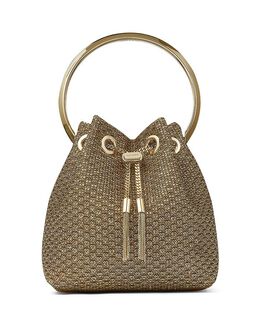 Сумка-ведро Bon Bon с кольцевой ручкой Jimmy Choo 3974066 | champagne/gold