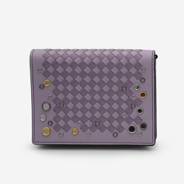 Bottega Veneta Intrecciato Purple Leather Crossbody Bag yes