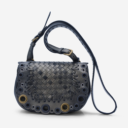 Bottega Veneta Intrecciato Metallic Olive Leather Crossbody Bag yes