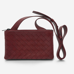 Bottega Veneta Intrecciato Dark Red Leather Trio Bag yes