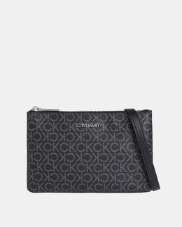 Плоская черная сумка через плечо с монограммой Calvin Klein, черный 8719855505463 | negro