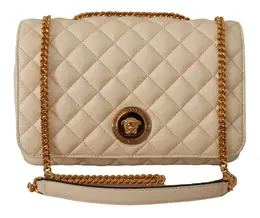 Versace White Nappa Leather Medusa Shoulder Bag 8054712068980