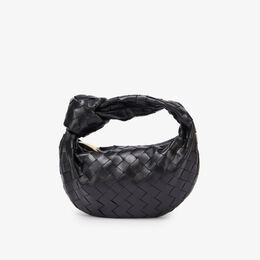 Кожаная сумка Mini Jodie Intrecciato с верхней ручкой Bottega Veneta, черный r03785409 | black-gold