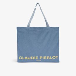 Объемная сумка-тоут из переработанного хлопка с логотипом Claudie Pierlot, цвет bleus r03806337 | bleus