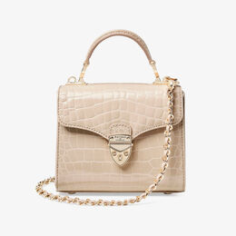 Сумка на плечо Mayfair Mini из кожи с тиснением под крокодила Aspinal of London, коричневый r04237619 | taupe