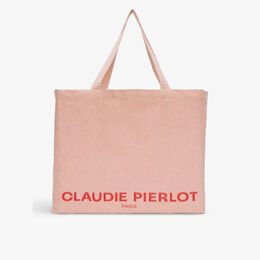 Объемная сумка-тоут из переработанного хлопка с логотипом Claudie Pierlot, цвет roses r03806337 | roses
