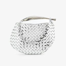Маленькая кожаная сумка Sardine с верхней ручкой Bottega Veneta, серебряный r04246947 | silver-vintage sil