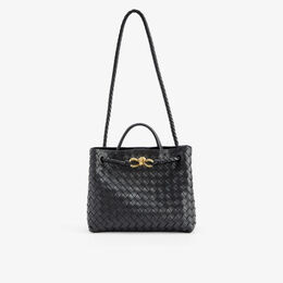 Кожаная сумка Andiamo intrecciato с верхней ручкой Bottega Veneta, черный r04266143 | black-m brass-black
