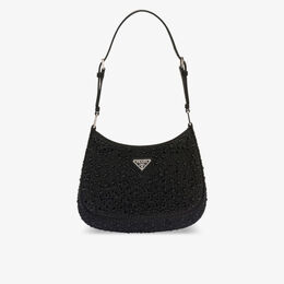 Атласная сумка на плечо Cleo, украшенная кристаллами Prada, черный r04268074 | black