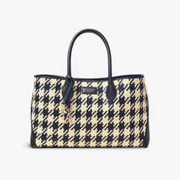 Кожаная сумка-тоут London с узором "гусиные лапки" Aspinal of London, темно-синий r04199297 | navy