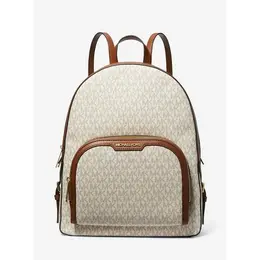 Сумка-рюкзак Michael Kors Рюкзак женский ванильный средний из оригинального материала "Canvas" с золотой фурнитурой Michael Kors Jaycee Medium Logo Backpack Vanilla 35S2G8TB2B, фактура рельефная, тиснение, перфорированная, матовая, зернистая, коричневый 101927087500