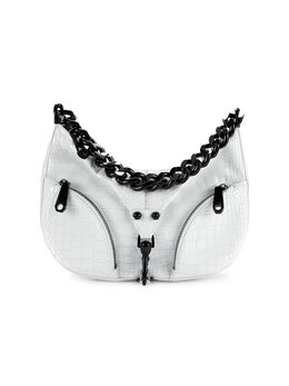 Сумка на плечо Julian из кожи с тиснением под крокодила Rebecca Minkoff, цвет Optic White 20078132 | optic_white