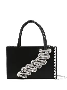 Kara interwoven-rhinestone satin-finish tote bag 20940693
