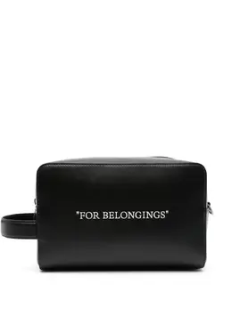 Off-White Quote-print leather wash bag 21255524
