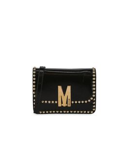Кожаная сумка через плечо с заклепками и логотипом Moschino, черный 20210366 | black