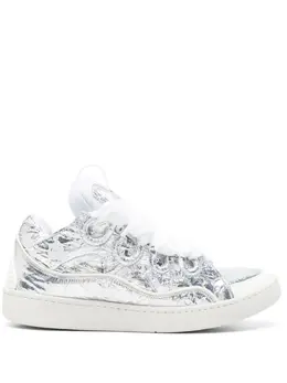 Lanvin Curb crinkled metallic sneakers 22828045