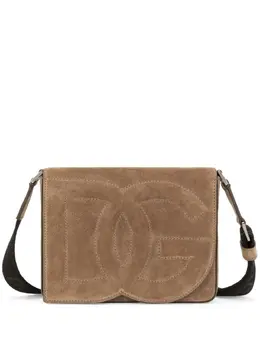 Dolce & Gabbana logo-embossed suede shoulder bag 22056058
