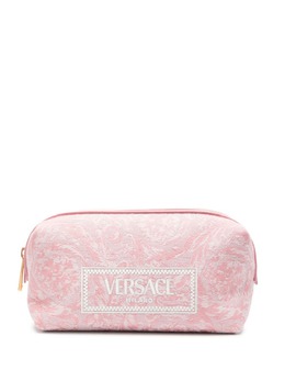 Versace embroidered-logo jacquard toiletry bag 22100546