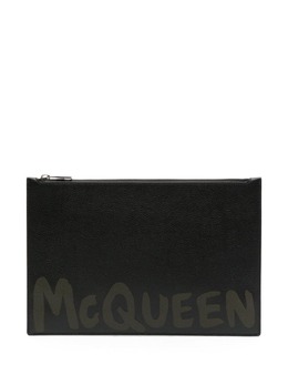 Alexander McQueen logo-print leather clutch bag 22253507