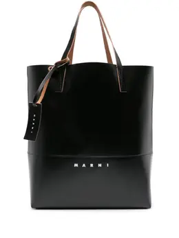 Marni Tribeca logo-print faux-leather tote bag 22293213