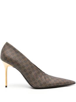 Balmain 100mm mini monogram-print pumps 22293231