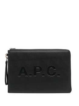 A.P.C. logo-print clutch bag 22509368