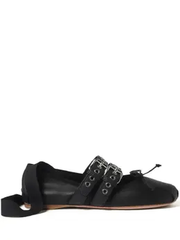 Miu Miu buckled leather ballerina shoes 22892004