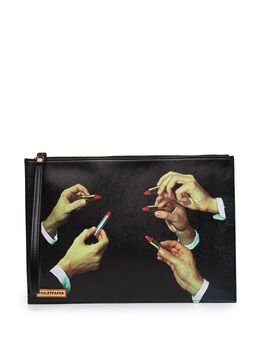 Seletti lipstick graphic clutch bag 16182131