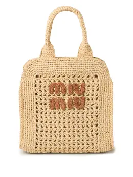 Miu Miu crochet raffia tote bag 22710418